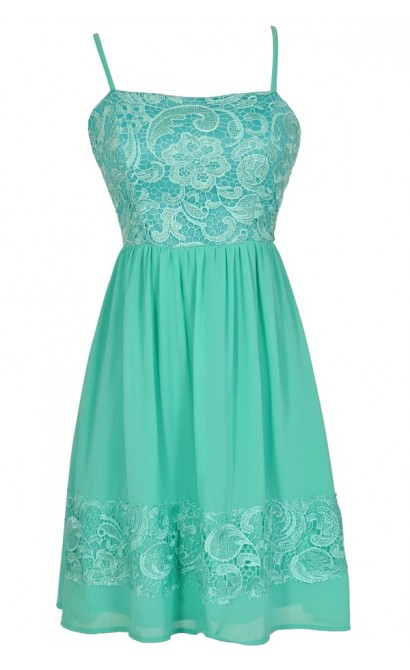 Best Days Ahead Lace and Chiffon Dress in Jade